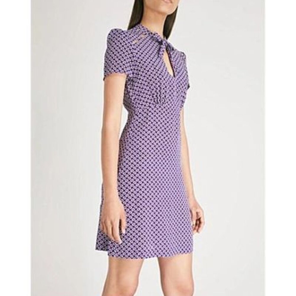 Maje Ramba Floral Print Cutout Silk Mini Dress